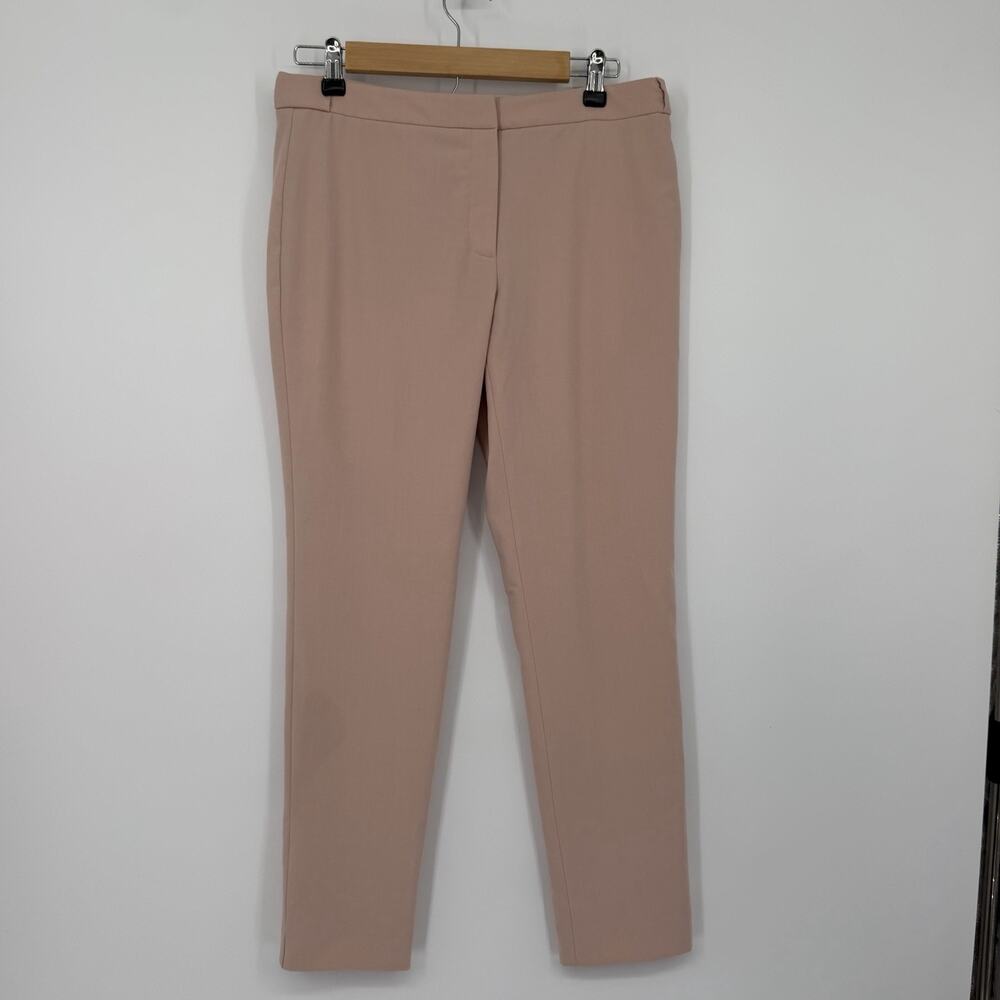 Calvin Klein Women's Pink salmon peach Solid Dress ankle Pants 12 Straight